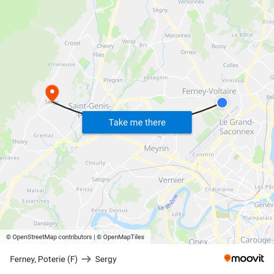Ferney, Poterie (F) to Sergy map