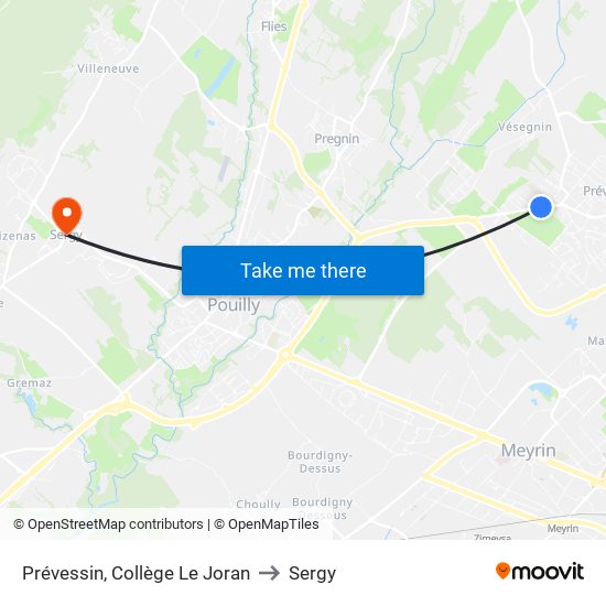 Prévessin, Collège Le Joran to Sergy map