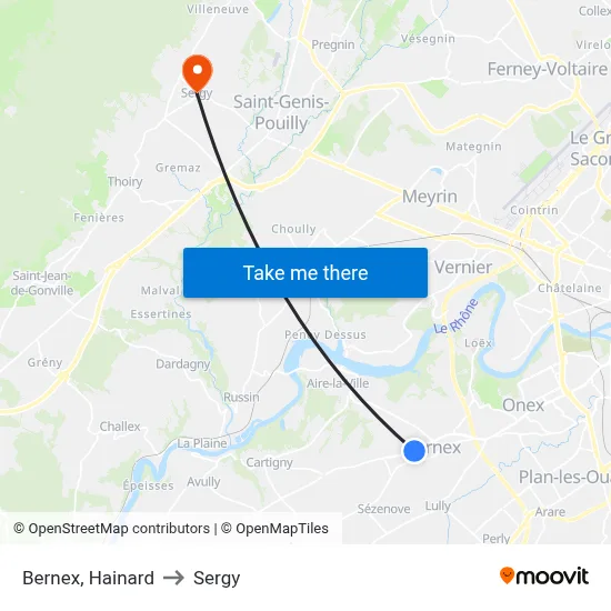 Bernex, Hainard to Sergy map