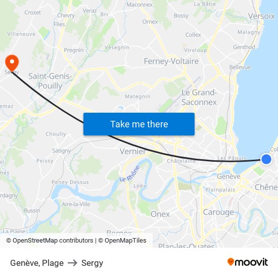 Genève, Plage to Sergy map