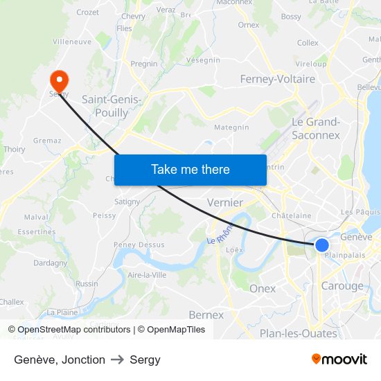 Genève, Jonction to Sergy map