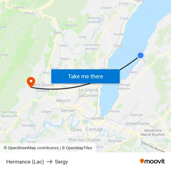 Hermance (Lac) to Sergy map