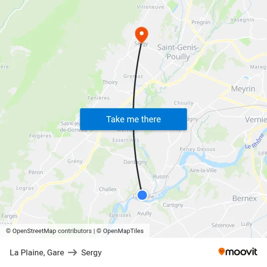 La Plaine, Gare to Sergy map