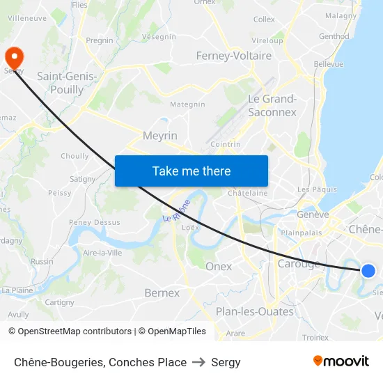 Chêne-Bougeries, Conches Place to Sergy map