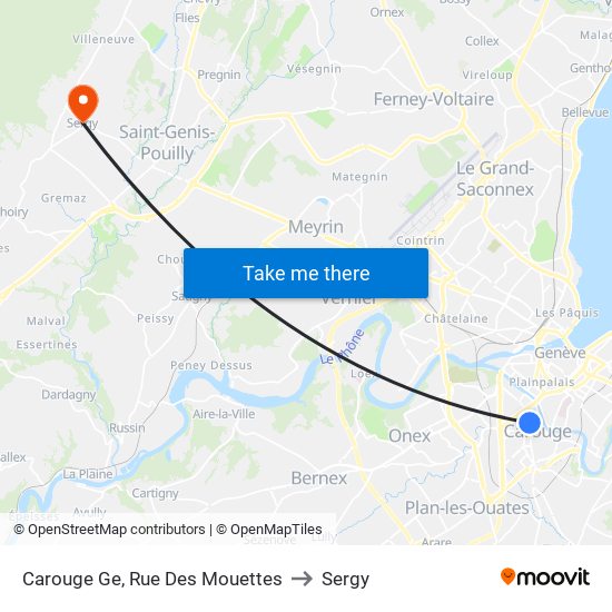 Carouge Ge, Rue Des Mouettes to Sergy map