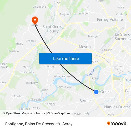 Confignon, Bains De Cressy to Sergy map