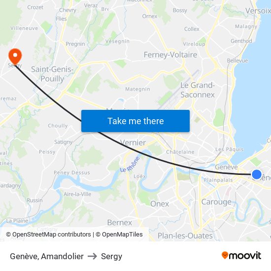 Genève, Amandolier to Sergy map