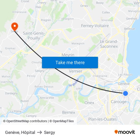 Genève, Hôpital to Sergy map