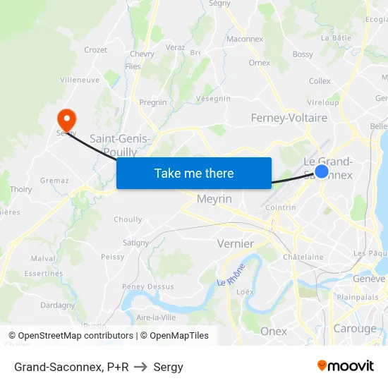 Grand-Saconnex, P+R to Sergy map