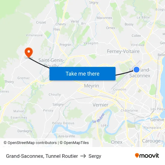Grand-Saconnex, Tunnel Routier to Sergy map