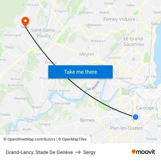 Grand-Lancy, Stade De Genève to Sergy map