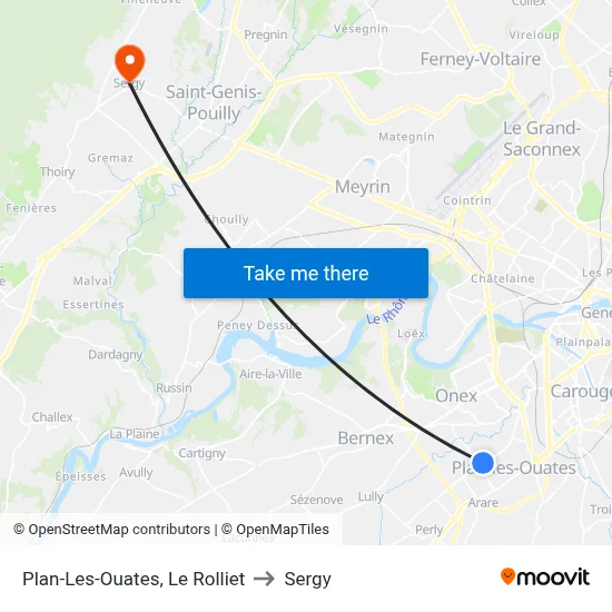 Plan-Les-Ouates, Le Rolliet to Sergy map