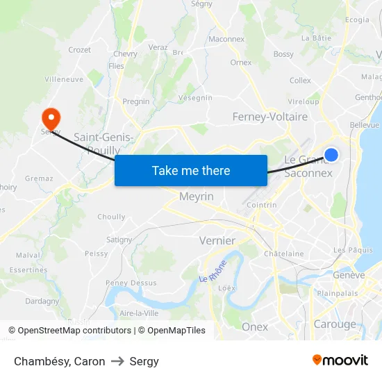 Chambésy, Caron to Sergy map