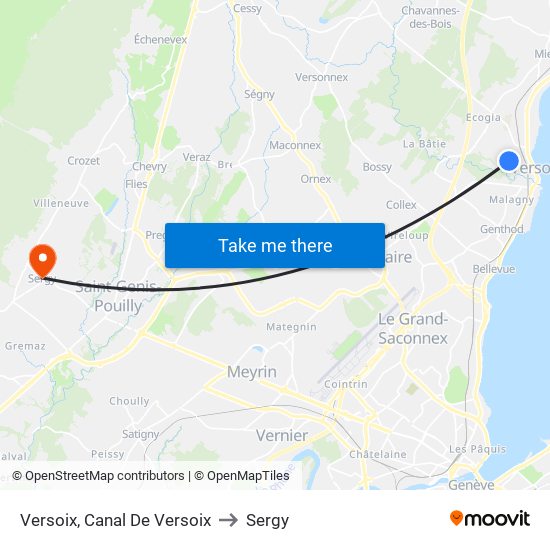 Versoix, Canal De Versoix to Sergy map