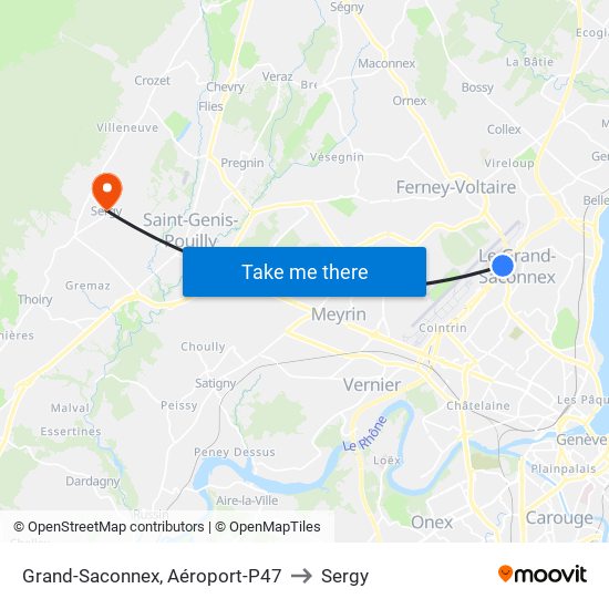 Grand-Saconnex, Aéroport-P47 to Sergy map