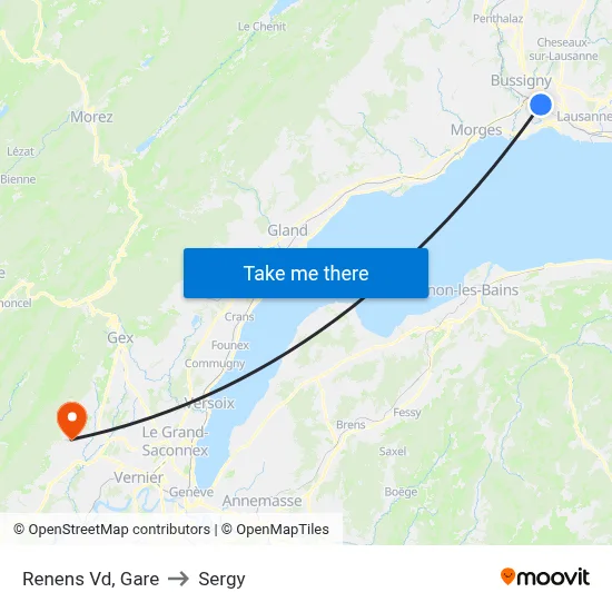Renens Vd, Gare to Sergy map