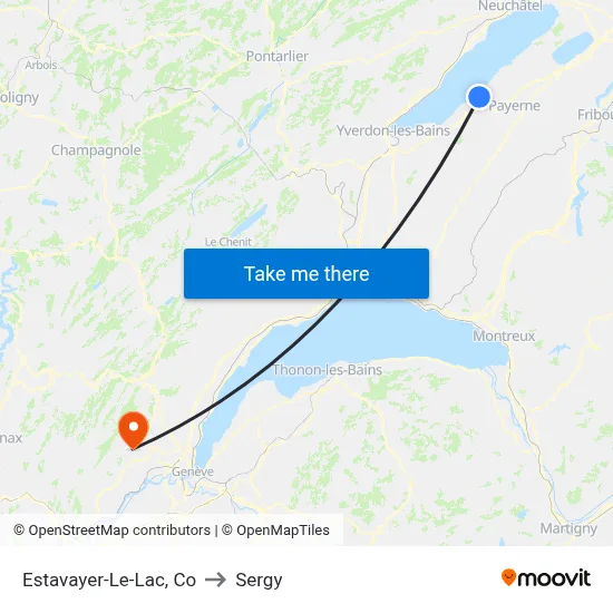 Estavayer-Le-Lac, Co to Sergy map