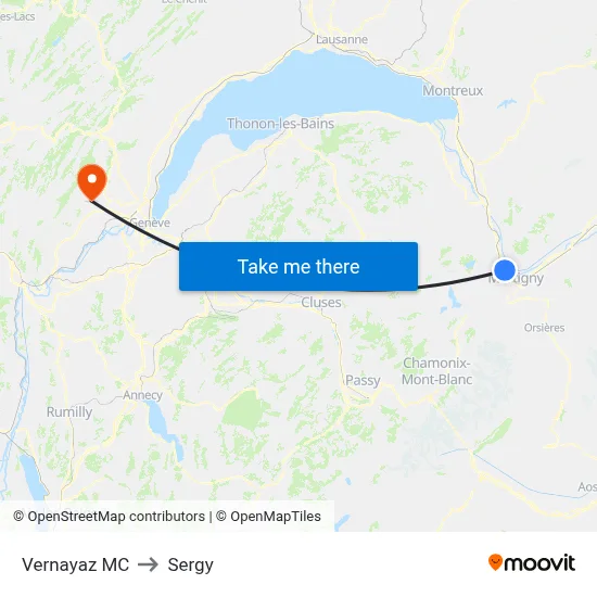 Vernayaz MC to Sergy map