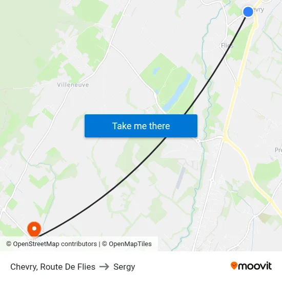Chevry, Route De Flies to Sergy map