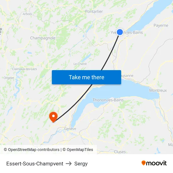 Essert-Sous-Champvent to Sergy map