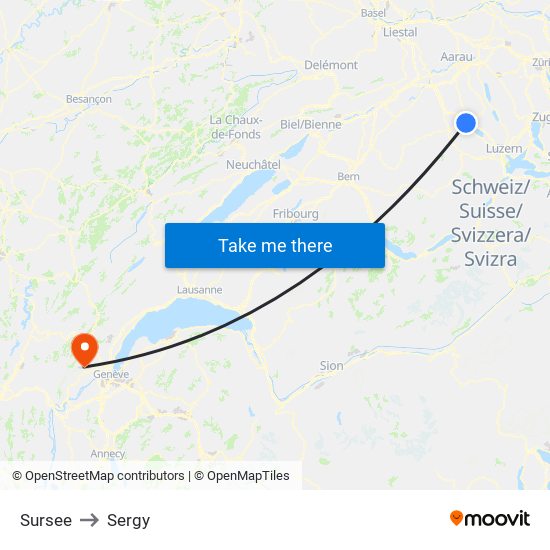 Sursee to Sergy map