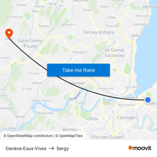 Genève-Eaux-Vives to Sergy map