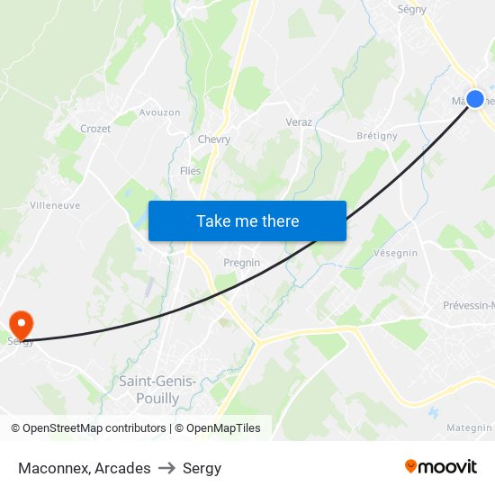 Maconnex, Arcades to Sergy map