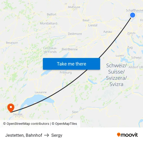 Jestetten, Bahnhof to Sergy map