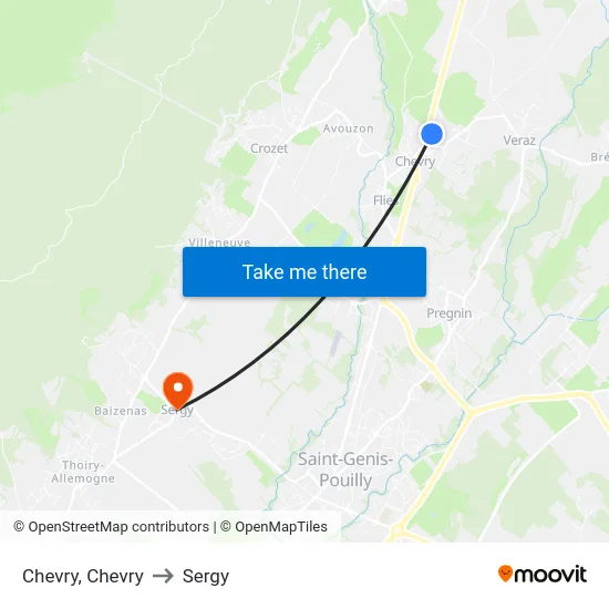 Chevry, Chevry to Sergy map