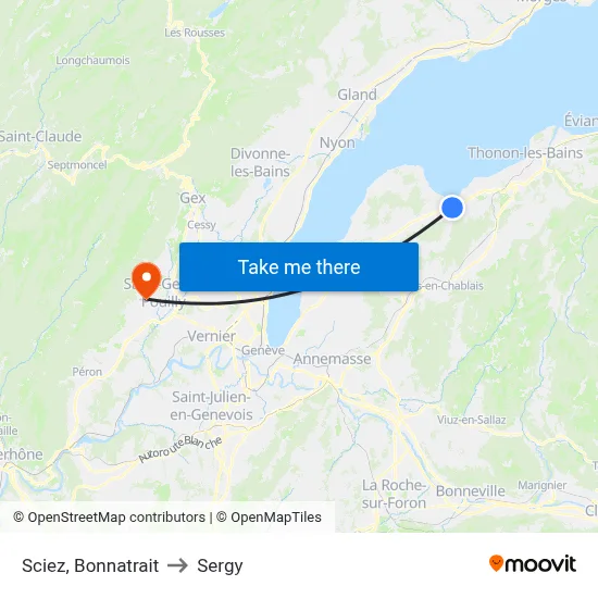 Sciez, Bonnatrait to Sergy map