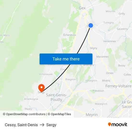 Cessy, Saint-Denis to Sergy map