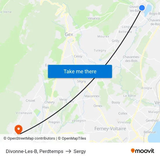 Divonne-Les-B, Perdtemps to Sergy map