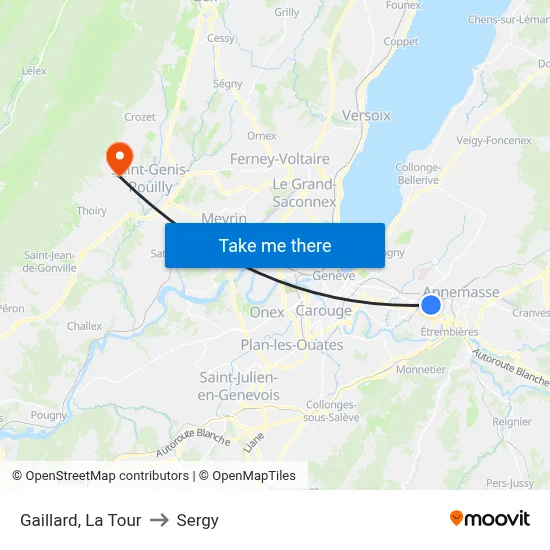 Gaillard, La Tour to Sergy map