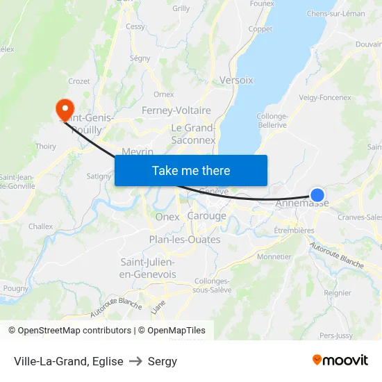 Ville-La-Grand, Eglise to Sergy map