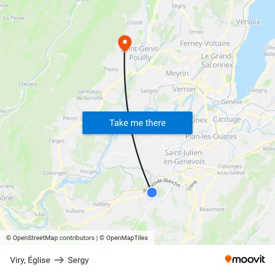 Viry, Église to Sergy map