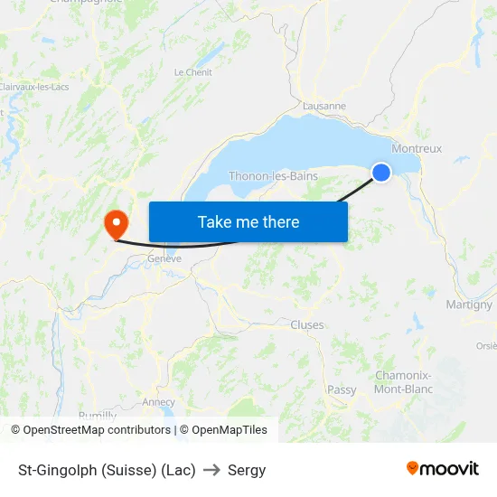 St-Gingolph (Suisse) (Lac) to Sergy map