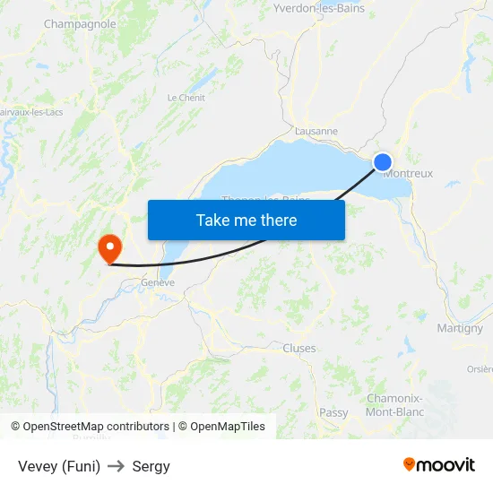 Vevey (Funi) to Sergy map