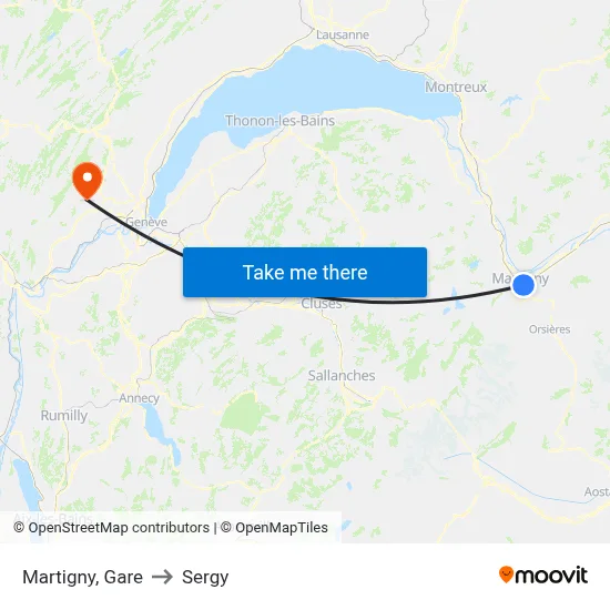 Martigny, Gare to Sergy map