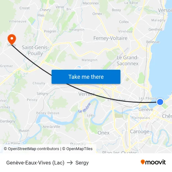 Genève-Eaux-Vives (Lac) to Sergy map