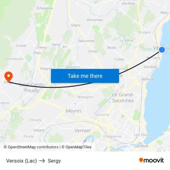 Versoix (Lac) to Sergy map