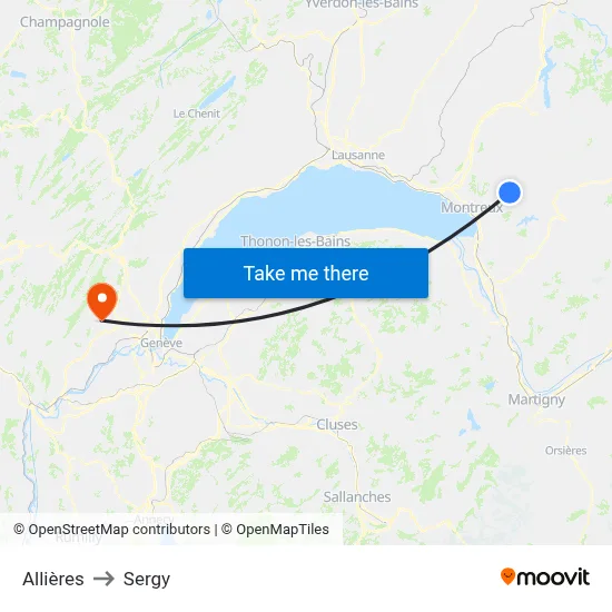 Allières to Sergy map