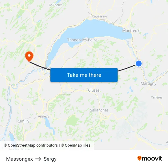 Massongex to Sergy map