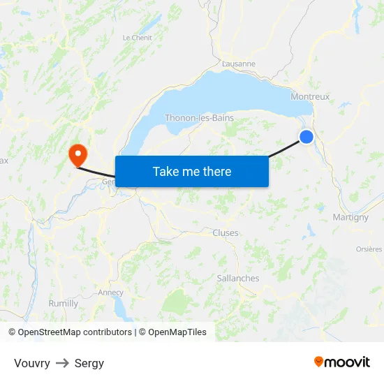 Vouvry to Sergy map