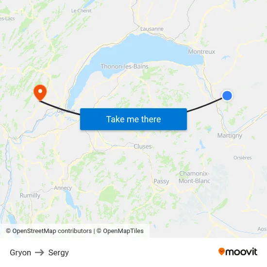 Gryon to Sergy map