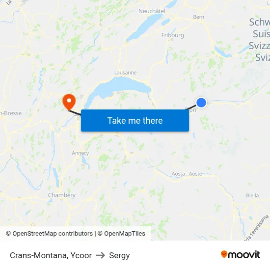 Crans-Montana, Ycoor to Sergy map