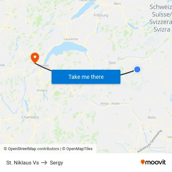 St. Niklaus Vs to Sergy map