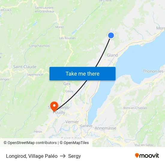 Longirod, Village Paléo to Sergy map