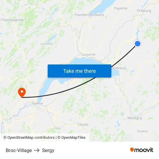 Broc-Village to Sergy map