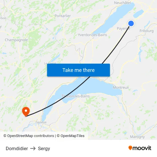 Domdidier to Sergy map