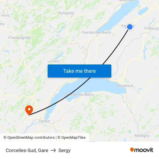 Corcelles-Sud, Gare to Sergy map